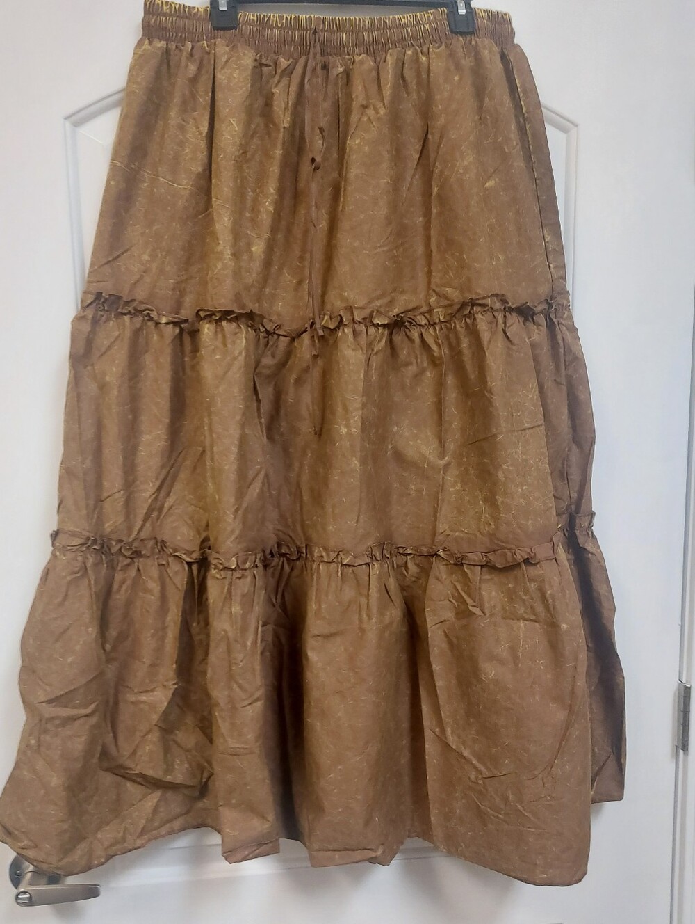 Zenana Brown Mineral Wash Tiered Maxi Skirt Sz 1X